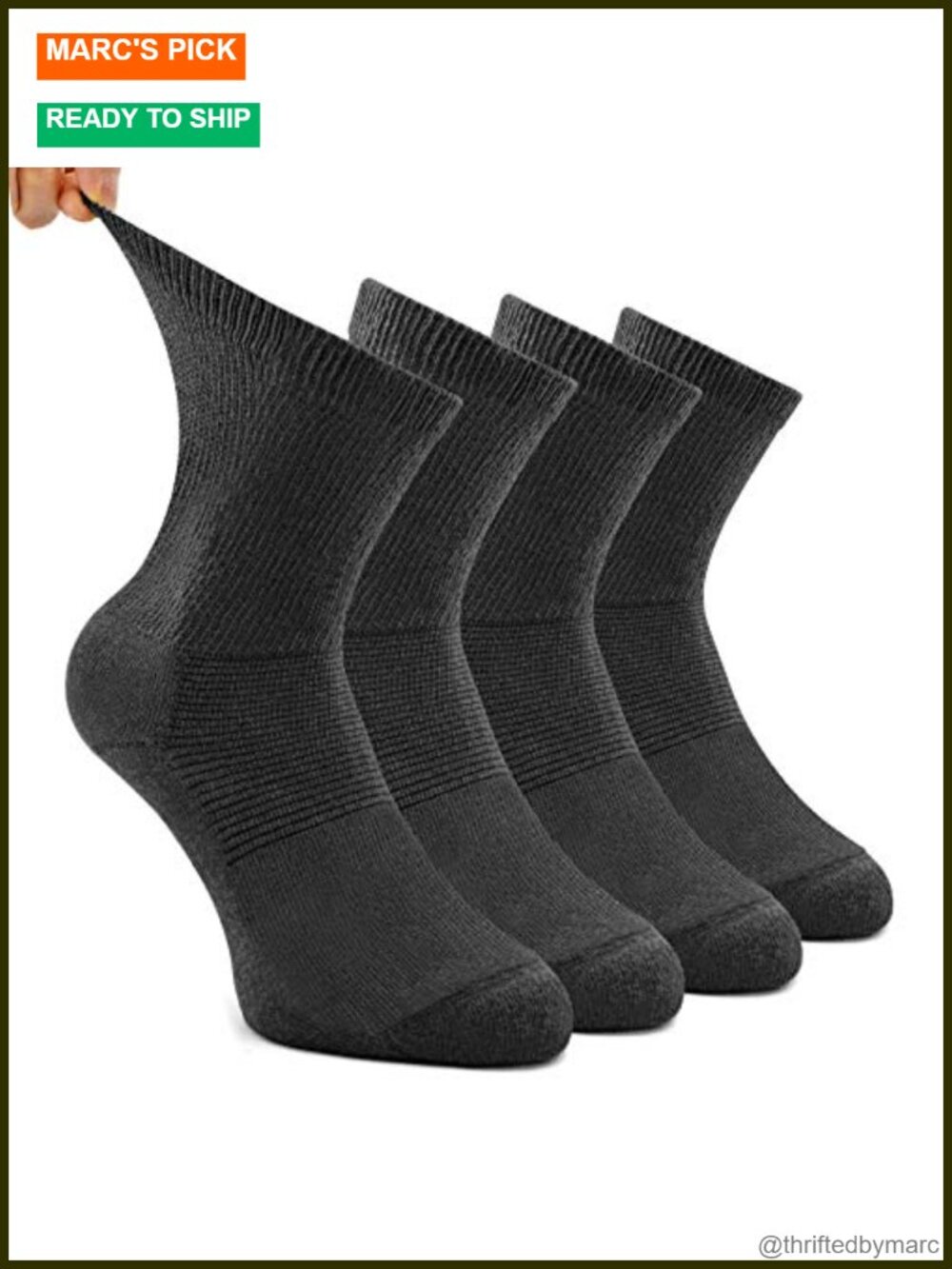Non-binding Diabetic Socks for Men Women, Loose Top Crew Cotton Thick Cushion